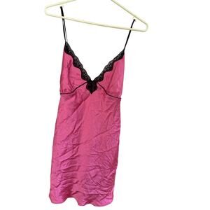 Linea Donatella Women XL Satin Pink Babydoll Chemise Slip Dress Glam Whimsigoth